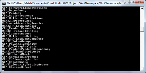 wmi Namespace Classes Screenshoot