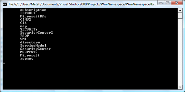 WMI Namespace Screenshoot